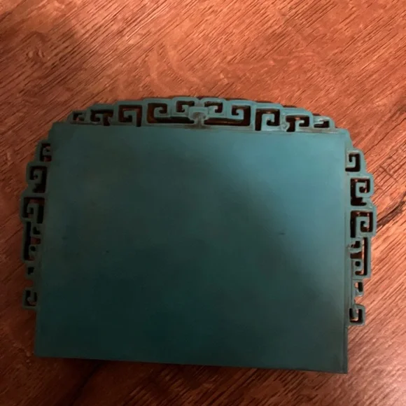 Vintage Chinese Carved Imitation Turquoise Table Screen